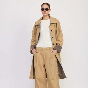 En Saison Marleigh Long Car Coat Khaki NWT